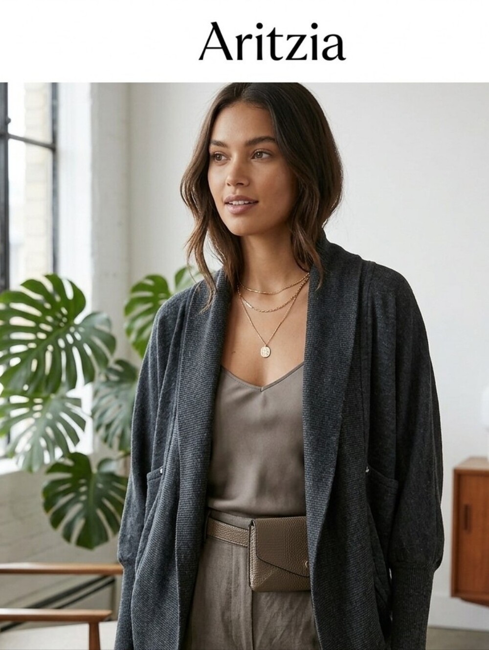 Aritzia Wilfred Shawl-Collar Cardigan in Dark Teal